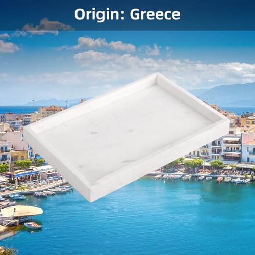 Marble Bathroom Vanity Tray, Jazz White, 12"x 8" x1.2" - Image 7
