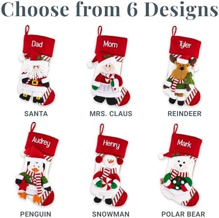 Let's Make Memories Personalized Christmas Stocking - Stockings for Family - Embroided - 3-D Plush - Christmas Decor - 8"x18" - Candy Cane Family - Mrs. Claus - Image 7