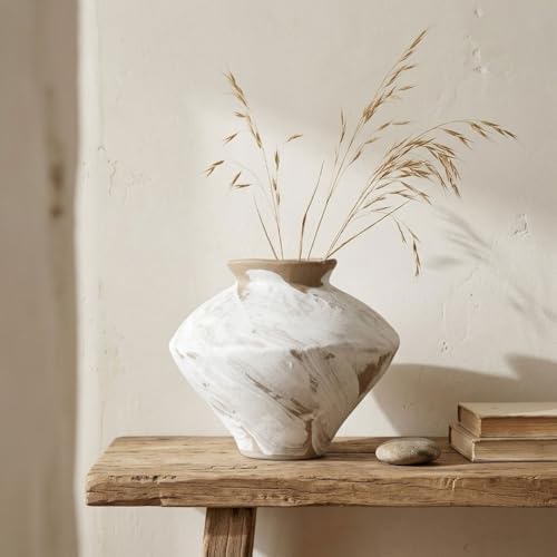 Wabi Sabi Vintage Vase, 6.3" Tall Wabi Sabi Decor Rustic Farmhouse Pottery Vase for Centerpiece, White Textured Pottery Flower Vase for Home Decorative, Table, Living Room, Bedroom, Bathroom, Kitchen - Image 7