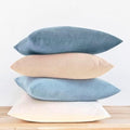MONDAY MOOSE Decorative Throw Pillow Covers Cushion Cases, Set of 4 Soft Velvet Modern Designs, Mix and Match for Home Decor, Pillow Inserts Not Included (18x18 inch, Beige/Light Blue) by MondayMoose