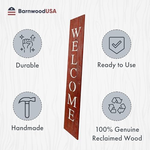 BARNWOODUSA Wooden Welcome Sign for Front Door 5 Foot, 5-Foot, Rustic Red - Image 6