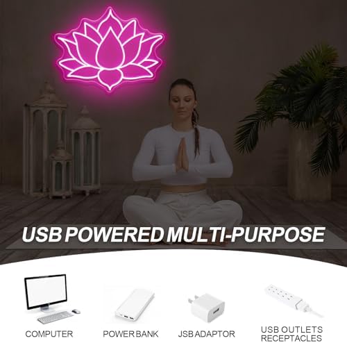 Geometric Lotus Flower Neon Sign – Mandala Style LED Wall Light Dimmable - Image 7