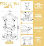48 Pack Glass Taper Candle Holders Bulk, 2.3" Clear Mini Candlestick - Image 2