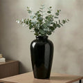 Black Vase for Home Decor, 11 Inch Tall Ceramic Flower Vases for Centerpiece, Modern Decorative Minimalist Vase for Pampas Grass, Textured, Living Room, Entryway, Kitchen Counter Decor by Wancetang