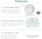 2 Pack, 5 + 6 Inch White Orchid Pots with Butterflies and Tulips Holes, Ceramic Orchid Planters for Repotting with Drainage Holes - Image 5