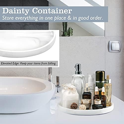 Emibele Vanity Tray, White Round Trays for Bathroom Bedroom Countertop - Image 2