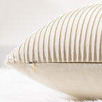 YCOLL Beige Pillow Covers 24x24 Set of 2 Velvet Striped Pattern - Soft Throw Pillows for Home Decor, Luxury Decorative Pillow Covers for Couch, Bed,Living Room - Image 2