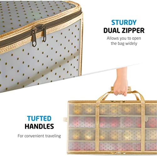 ZOBER Christmas Ornament Storage Box Plastic - Stores 128 3" Ornaments with Individual Trays - Ornament Organizer Storage Box, Durable Christmas Containers Holder - Gold - Image 6