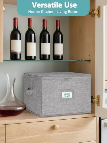 Cirhy Hard Shell Wine Glass Storage Box, Holds 24 Glasses, 2-Pack, Grey - Image 6