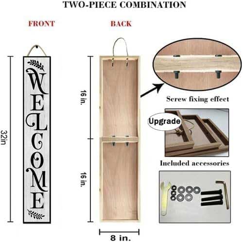 32x8 Inch Farmhouse Rustic Vertical Welcome Sign for Front Porch - Wood Plank Set, Timeless Design, Ideal for Indoor & Outdoor Display - Image 7