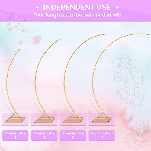 Metal Open Arch Backdrop Stand,Set of 2 Gold Curved Arch Backdrop Stand Half Moon Wedding Arches for Ceremony,Birthday,Anniversary,Baby Shower,Floral Stand,Ramadan Decoration (6.7FT & 5.8FT) - Image 6