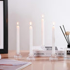 ZQXJWF Clear Glass Taper Candle Holders Set, Round Base Design, Elegant Dining Table Decor, for Table Centerpiece Wedding Party Advent Christmas Home Decorations (48, Clear) - Image 4