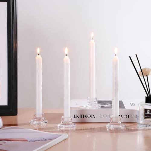 ZQXJWF Clear Glass Taper Candle Holders Set, Round Base Design, Elegant Dining Table Decor, for Table Centerpiece Wedding Party Advent Christmas Home Decorations(36, Clear) - Image 4