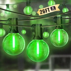 LAMPHOME 4Pack Green St. Patrick's Day LED Outdoor String Lights, 26Ft Patio Lights with 12+1 Edison Shatterproof Bulbs(1 Spare), Irish Theme Connectable Lights for Backyard Porch Party Outside Decor by ULL