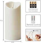 Homemory 4"x9" Outdoor Waterproof Flameless Candles with Timers and Remote Control, Battery Operated Candles, LED Plastic Candles, Ivory White, Set of 4 - Image 7