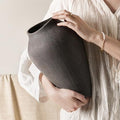 Ceramic Vase - Large 11.8 Inch Tall Floor Vase for Centerpieces, Farmhouse Flower Vases, Rustic Minimalist Home Decor for Living Room, Enterway, Wedding (Sandstone Dark Gray) by LETAUCIGARDEN
