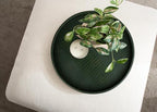 HofferRuffer Round Serving Tray 20'', Elegant Faux Leather Circle Ottoman Table Tray, Serve Tea Coffee Breakfast in Bedroom Living Room Kitchen(Green, 20") - Image 6