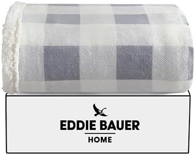 Eddie Bauer - Throw Blanket, Brushed Fleece & Plush Sherpa Soft Blanket, Throw Blanket for Couch & Bed (Mountain Plaid Chrome Grey, 50" x 60") - Image 6
