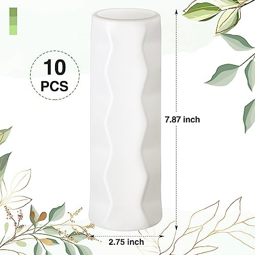 Didaey 10 Pack Composite Plastic Flower Vases Bulk White Small Boho Floral Vases for Dried Flower Bouquet Pampas Grass Centerpieces Fall Wedding Party Living Room Decor(Stylish) - Image 4
