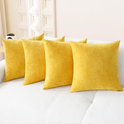 CaliTime Decorative Throw Pillow Covers 18 X 18 Inches Mustard Yellow by CaliTime