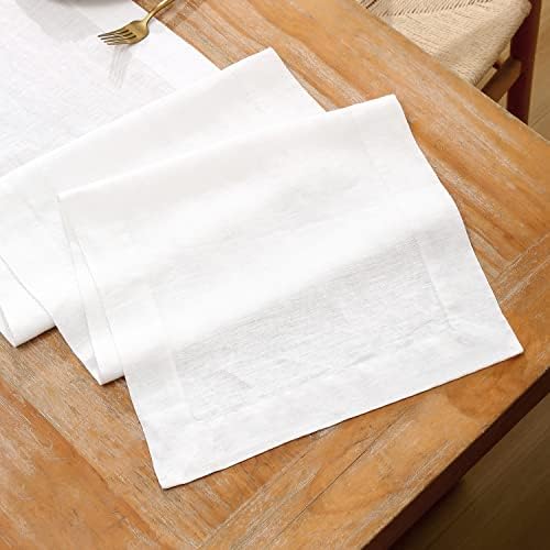 Linen Table Runner 14X132 Inches,100% French Linen White Tablerunner,Machine Washable Dining Table Runner for Fall,Wedding,Party,Halloween,Christmas(White) - Image 5