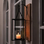 Homemory Wall Candle Sconces Set of 2, Rustic Wood Holders with Glass Decor - Image 5