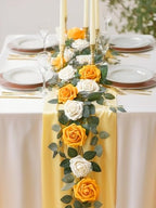 InnoGear Artificial Flowers, 50 Pcs Yellow Foam Fake Roses Bulk with Stems for Autumn Fall Decoration DIY Wedding Bouquets Centerpieces Bridal Shower Party Christmas Tree - Image 3