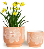 Ceramic Plant Pots, 8+6 Inch, 2 Pcs Indoor Planters with Drainage Holes by YBXYIBOXUAN