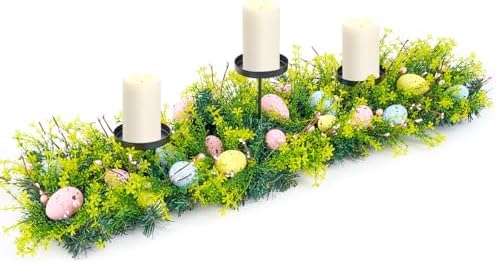 27.56" Easter Egg Candle Holder Centerpiece, Spring Table Decor with Metal Candle Cups Large Foldable Easter Candle Holder for Dining Table Mantel Fireplace, Holiday Home Party Display Decor - Image 5