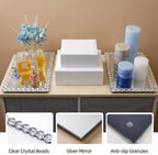 14.8x10.8 Inch Crystal Bead Vanity Tray for Bathroom Decor Silver - Image 3