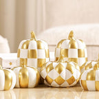 WDS WONDROUS 7PCS Fall Pumpkin Decor, Checkered Pumpkin Decoration for Home - Image 4