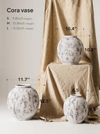 Large White Ceramic Vase - 9.8 Inch Rustic Farmhouse Flower Vase for Home Decor, Minimalist Tall Vases for Living Room, Table, Bathroom, Holiday & Weddings (Sandstone Grey) - Image 3
