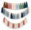 DrCor Moody Boho Tassel Garland, Set of 3 with Natural Wood Beads - Vintage by DrCorDreamingDecor