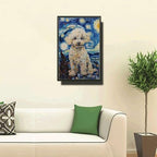 Metal Sign Vintage Tin Sign Bichon Frise Starry Night Cheer Fluffy Bichon in Night for Home Porch and Seasonal Displays Corrosion Resistant Aluminum 12×16 Inches with Metal Frame - Image 2
