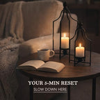 12.5" & 16.5" Timeless Cozy Decorative Lanterns Set of 2, Handcrafted Metal Iron Candle Holders, Farmhouse Elegance Fireplace Mantel Table Festive Gatherings Decor (Matte Black) - Image 3