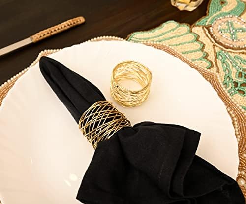 Durable Metal Iron Napkin Rings for Table Decor, Elegant Metal Table Setting Accessory, Rustic Napkin Holder for Modern Farmhouse & Everyday Dining Set of 50 (Gold) - ALPHA Living HOME - Image 2