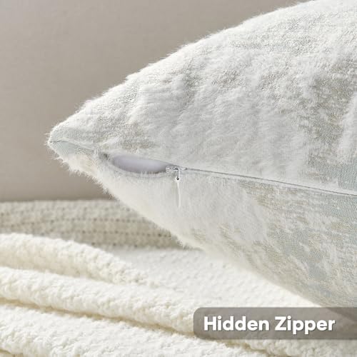 FUTEI 2 Pack Faux Cashmere Throw Pillow Covers 24x24 Inch, Light Blue White - Image 3
