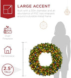 Best Choice Products 30in Large Artificial Pre-Lit Fir Christmas Wreath Holiday Accent Decoration w/ 100 Multicolor Lights, 220 PVC Tips - Image 4