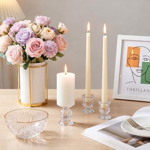 Foaincore 108 Pack Glass Candlestick Holders Bulk 2.5 Inch Taper Candle Holders Small Ritual Candle Stand Table Centerpieces for Wedding Christmas Valentine's Festival Party Dining Decorations (Clear) - Image 6