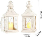 TRIROCKS Set of 2 Decorative Candle Lantern 11'' High Metal Candle Holder Hanging Lantern Perfect for Home Decor Halloween Living Room Parties Events Tabletop Indoors Outdoors (White with Gold Brush) - Image 6