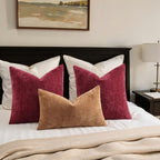 decorUhome Soft Chenille Wine Red Throw Pillow Covers 26X26 Set of 2 - Image 5