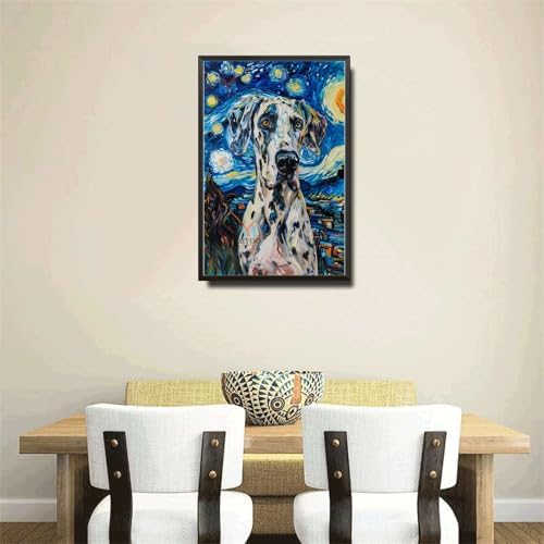 Metal Sign Tin Sign Vintage Wall Art Great Dane Starry Night Dane Majestic Dane in A Night Sky for Home Den and Seasonal Displays Corrosion Resistant Aluminum 12×16 Inches with Metal Frame - Image 4