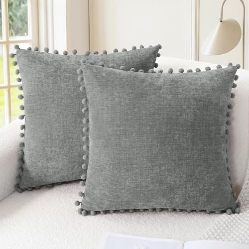 CaliTime Decorative Couch Throw Pillow Covers 22 X 22 Inches Medium Grey by CaliTime