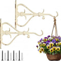 2 Pack White Cast Iron Hanging Plant Brackets 15.6" L Decorative Planter Hanger Outdoor Hanging Brackets Vintage Heavy Duty Wall Plant Hook for Outside Flower Lantern Wind Chime by Unknown