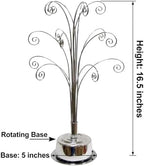 HOHIYA Rotating Ornament Display Stand 15 Hook Silver Metal Tree - Image 3