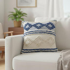 TreeWool 100% Cotton Woven Throw Pillow Cover (Pack of 1, 18" x 18", Blue) - Image 3