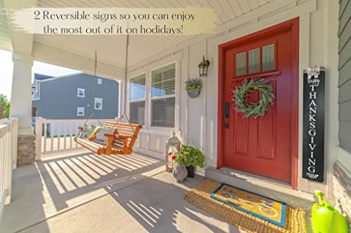 2in1 Merry Christmas Welcome Sign for Front Door Standing, Happy Thanksgiving Sign for Front Porch Standing, Christmas Porch Sign,Outdoor Wooden Interchangeable 4ft Tall Vertical Wood Holiday Fall Signs. - Image 5