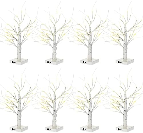 Macarrie 8 Pcs 18 in Lighted Birch Trees Christmas Wedding Decor, White by Macarrie