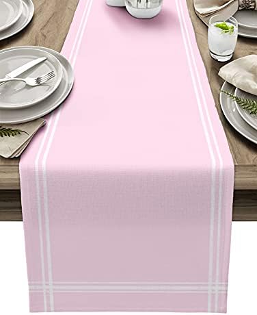 Smile Sunflower Pink Table Runner, Burlap Table Runners 120 inches Long,Farmhouse Style Solid Color Table Runner for Wedding Holiday Party Dinner,Dresser Scarf Decor by Smile+Sunflower