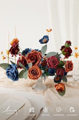 Ling's moment Fake Flowers Box, Mandarin & Royal Blue Deluxe Combo - Image 2